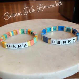 Customized enamel tile stretch bracelets